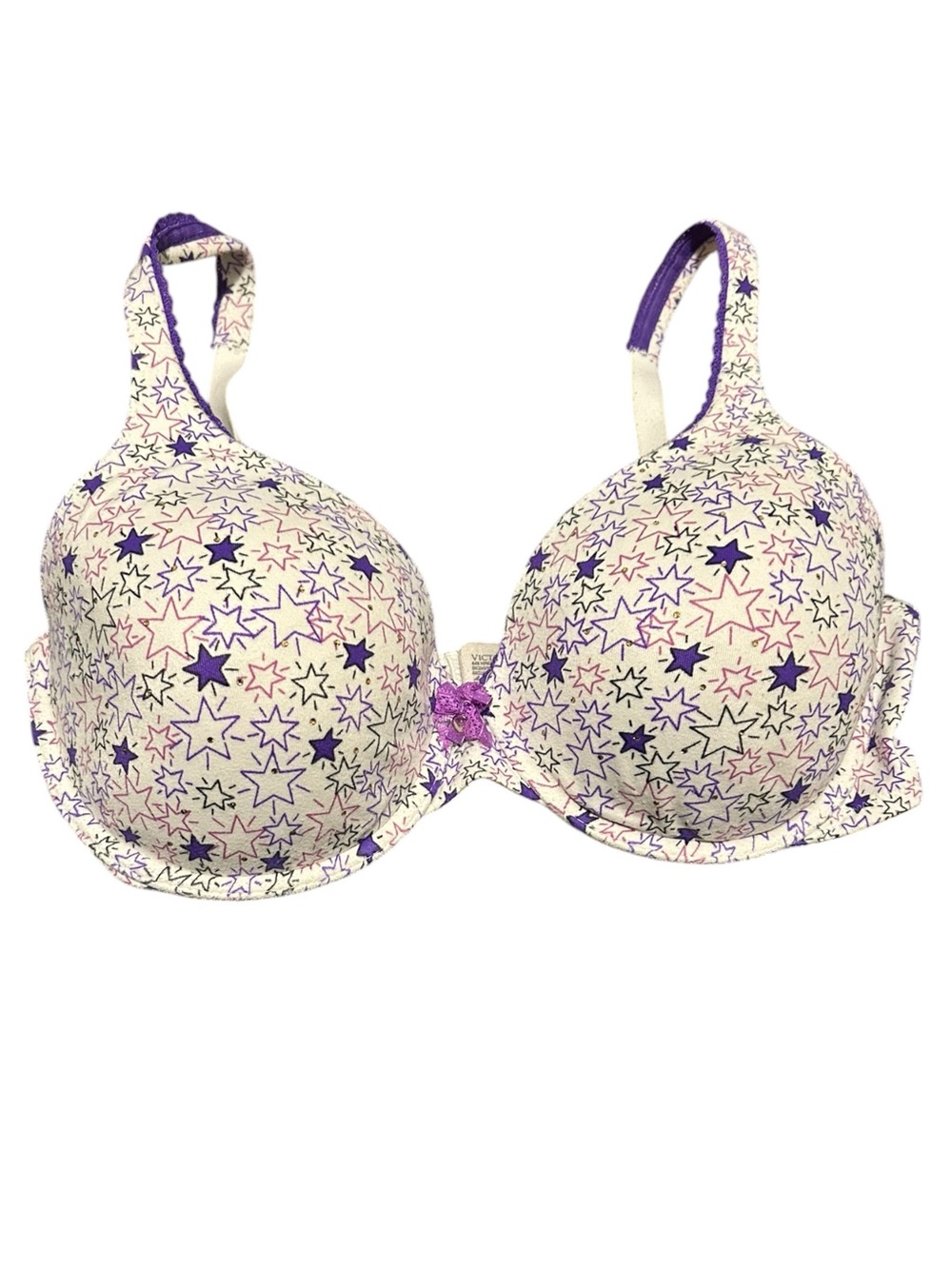 Victoria’s Secret Purple Star Print Lightly Lined Underwire Bra 34DD